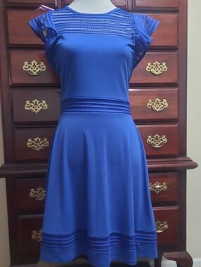 Michael Kors Royal Blue Fit & Flare Midi Dress
